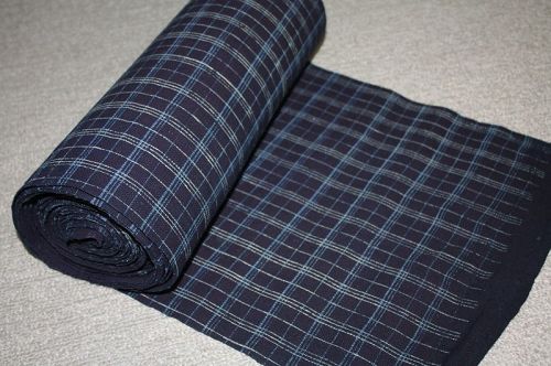 Japanese antique indigo dye thick hemp katazome Plaid long Roll