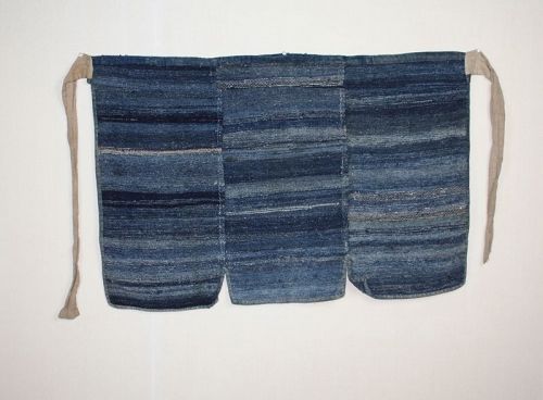 Japanese antique indigo dye cotton sakiori big thick apron textile