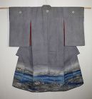 japanese antique cotton yuuzen dye child kimono of the edo era