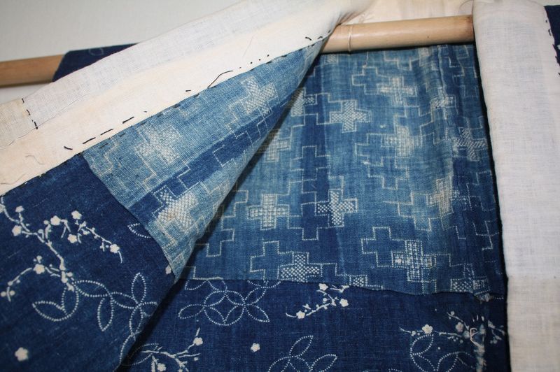 Japanese antique noragi  katazome indigo-dyed cotton noragi