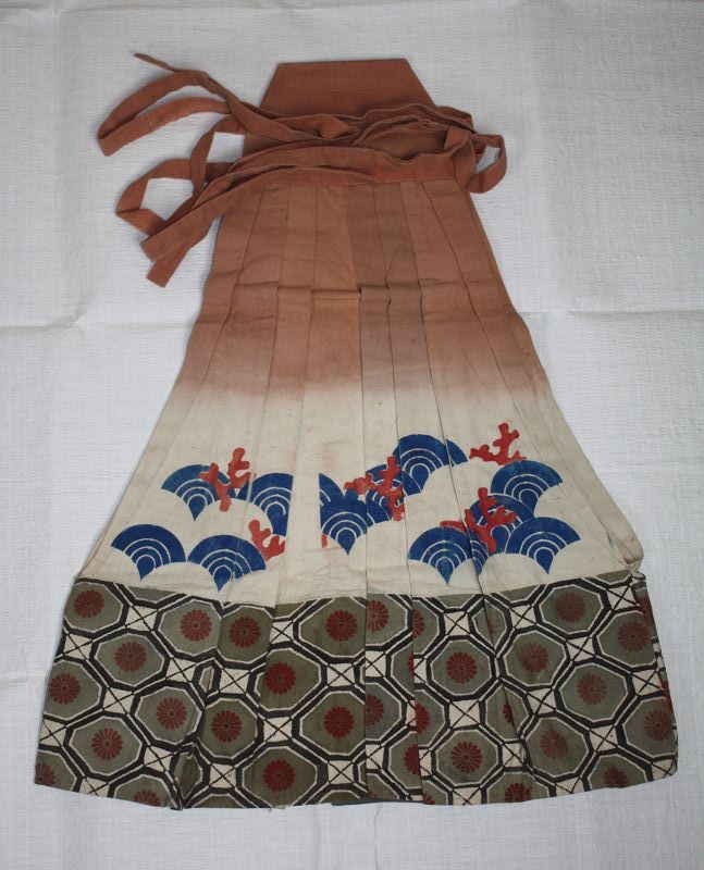 Japanese antique katazome cotton child hakama from the Edo period