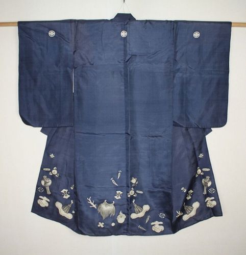 Japanese antique silk tutsugski child kimono edo
