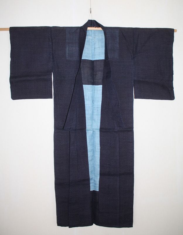japanese antique indigo dye kasuri hemp kimono