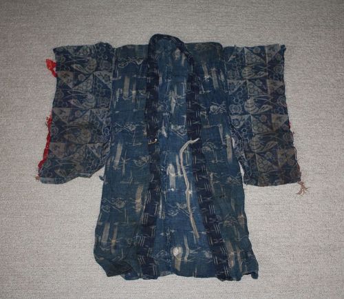 Edo period children's indigo dye Ramie kasuri boro kimono