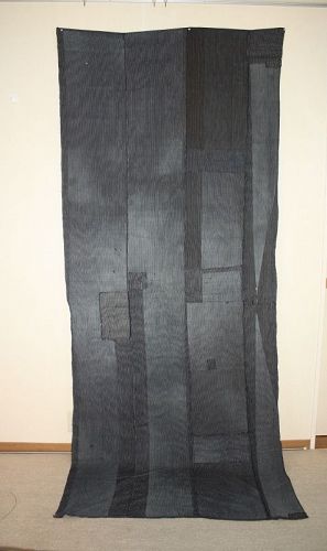 Japanese antique big boro fabric of natural indigo dye stripes cotton