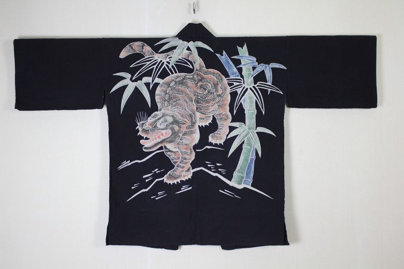 Japanese antique tsutsugaki textile Indigo dye Cotton hanten Meiji