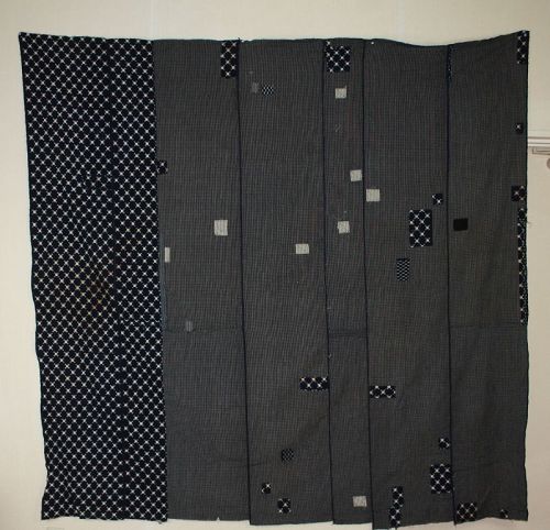 Japanese antique big boro fabric of indigo dye  cotton p