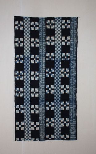 Japanese antique rare textile Kurume Kasuri Indigo dyed Cotton Meiji