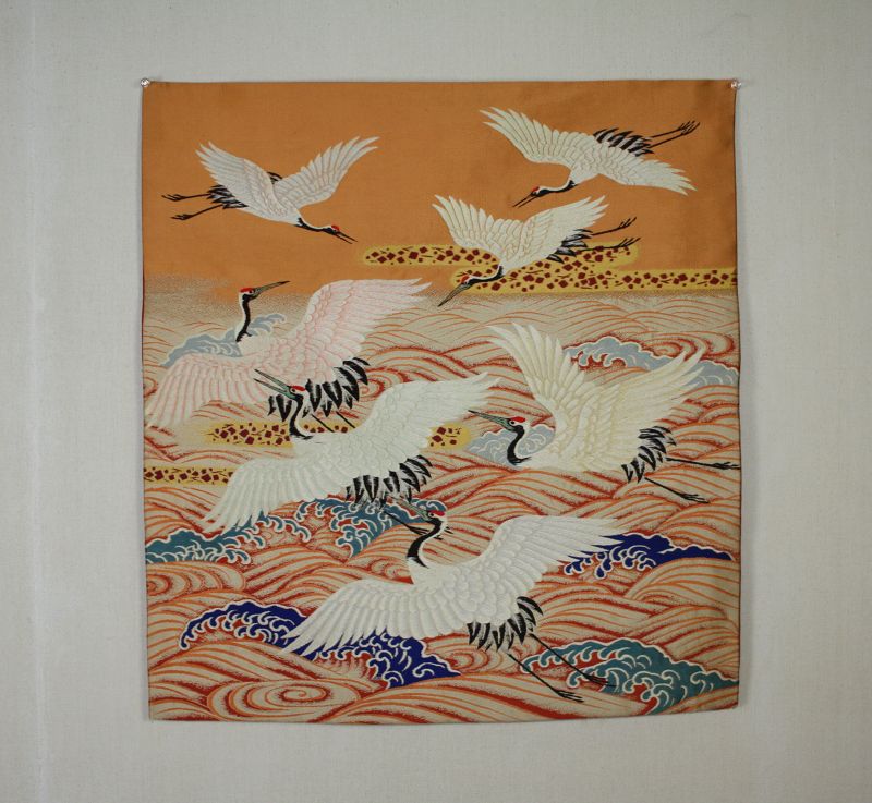Japanese antique silk tszure fukusa textile