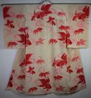 Japanese antique textile silk kimono goldfish Taisho period