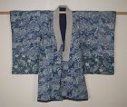 Japanese antique indigo dye silk katazome child kimono