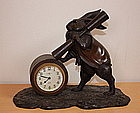 Japanese  Antique  Rabbit clock of bronze