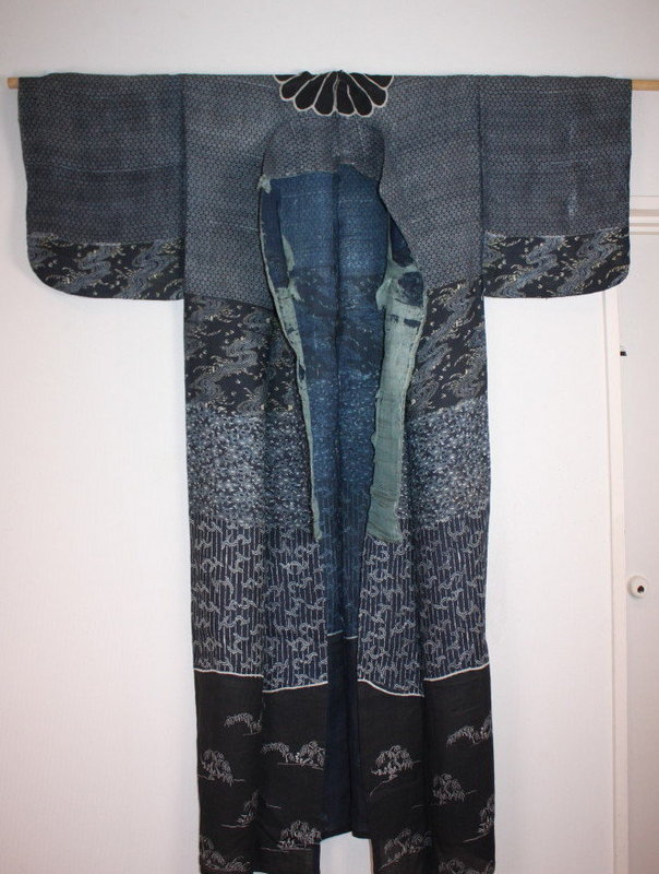 Japanese edo hemp dangawari gosyo- katsugi kimono