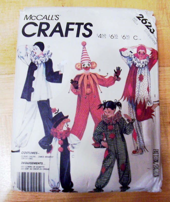 McCall's Crafts Clown Costume Pattern Adult Medium