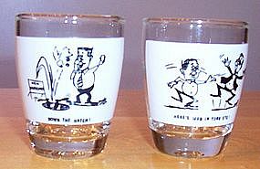 Humorous Shot Glasses 'Down the Hatch' Mud in your Eye'
