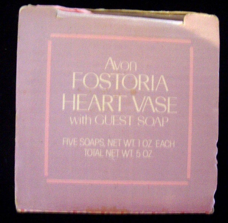 Avon Fostoria Glass Heart Vase w/ Guest Soap 1985