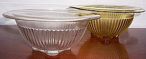 Federal Glass Ribbed Mixing Bowls, 8" Amber -  7" Clear