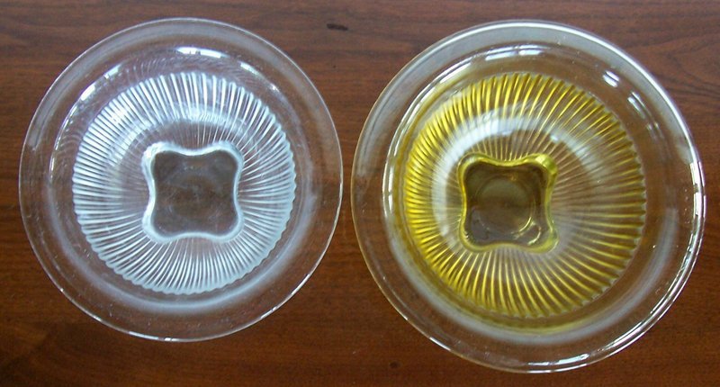 Federal Glass Ribbed Mixing Bowls, 8&quot; Amber -  7&quot; Clear
