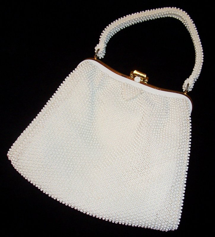 White Corde Bead Purse / Handbag
