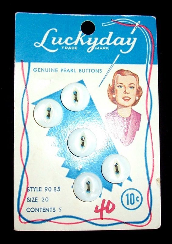 Luckyday Mother of Pearl Buttons 5 New on Card