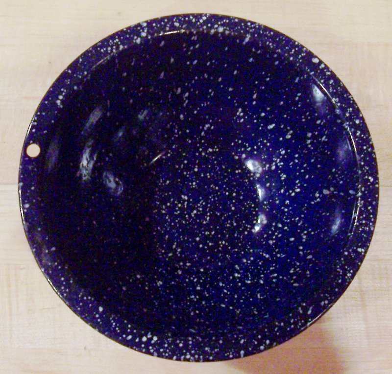 Small Navy Splatterware Enamel Bowl