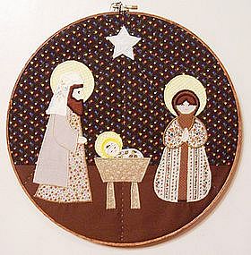 Appliqued Quilted Nativity Scene Wall Hanging
