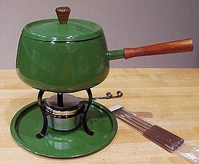 Green Fondue Pot Set with Fondue Forks