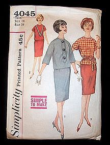 Simplicity Teens' One-Piece Dress & Jacket 1960's