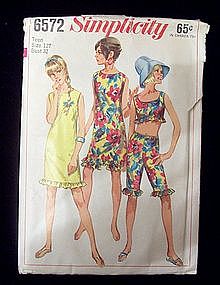 1960's Simplicity #6572 Summer Dress, Pants Teen 12