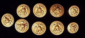 Buttons! Vintage Gold Eagle Metal Coat Buttons