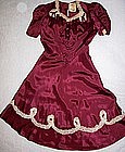 Red Juniors Dress with Circle Skirt and Lace