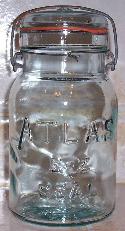 Atlas E-Z Seal Mason Canning Jar w/ Wire &amp; Glass Top