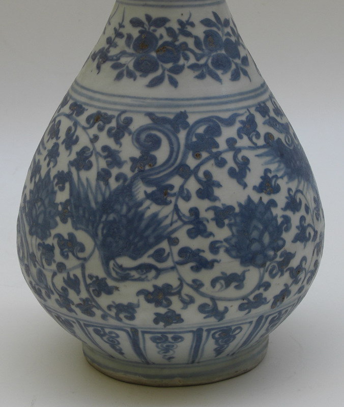 Ming Blue and White Yuhuchun Vase with Phoenix Motive