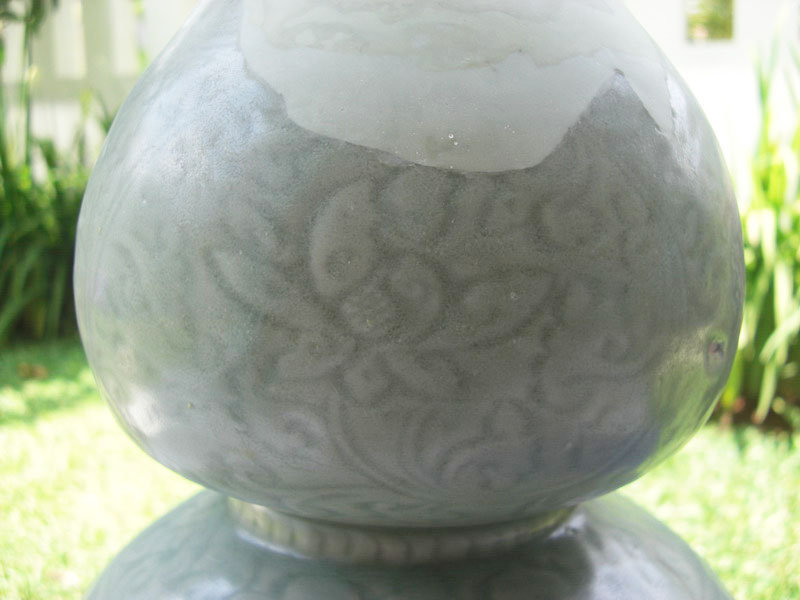 A Rare Longquan Celadon Carved Double-Gourd Vase