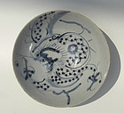 Qing Dynasty Blue and White Bowl with Dragon