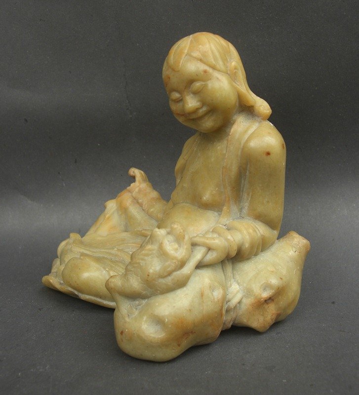 Chinese 19th Century Carved Soapstone Figure