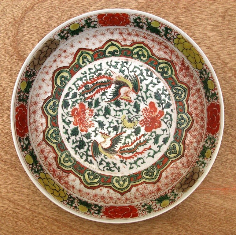 Kangxi Wucai Large Plate With Twin Phoenix