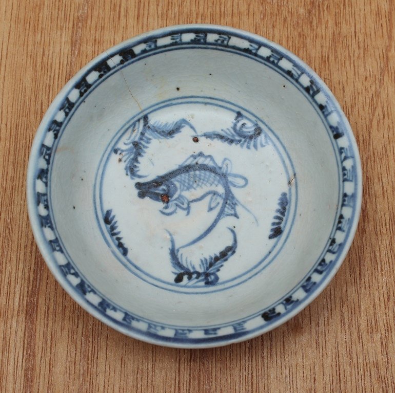 Ming Blue and White Small Bowl With Fish Motive