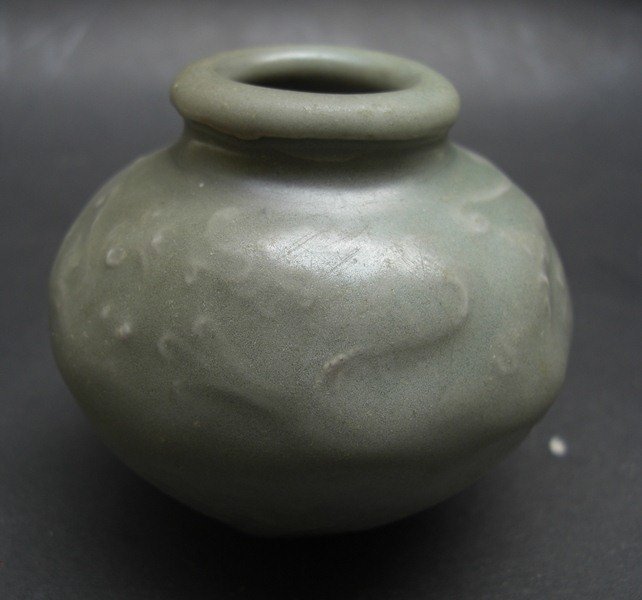 Unusual Longquan Celadon Dragon Jar