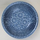 Blue Glaze Swatow Large Bowl With White Slip Motive