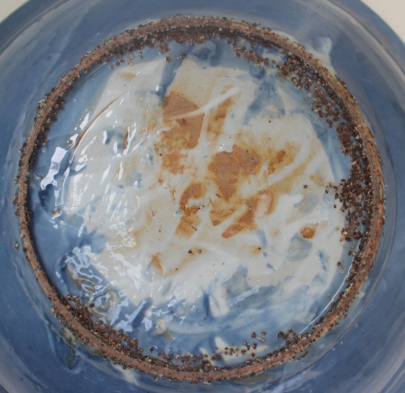 Blue Glaze Swatow Large Bowl With White Slip Motive