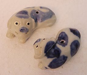 Two Chinese Figure of Dog Dolls From Tek Sing Cargo