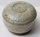 Rare Large Yue Yao Mise Covered Box With Lotus Motive