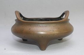 Chinese Qing Dynasty Bronze Censer Xuande Mark, 18 cm
