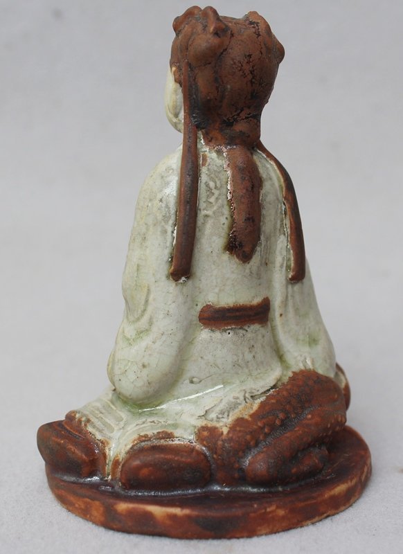 12th-14th Century Iron brown and white glaze Fairy sitting on the frog