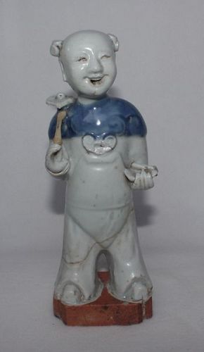 Chinese Qing Dynasty Blue and White Figure