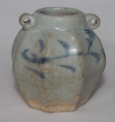 Chinese Yuan Dynasty Blue and White Octagonal Jar