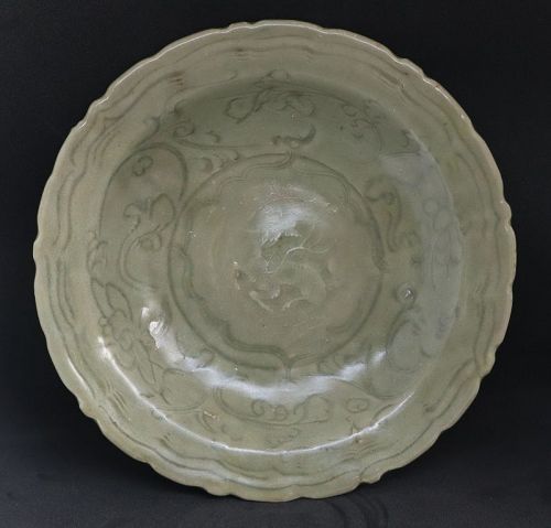 Chinese Ming Dynasty Celadon Dish With Kilin Motive