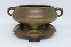 Chinese 18th Century Bronze Censer and Stand