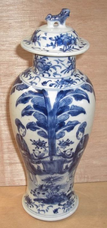 Qing Blue and White Vase with cover